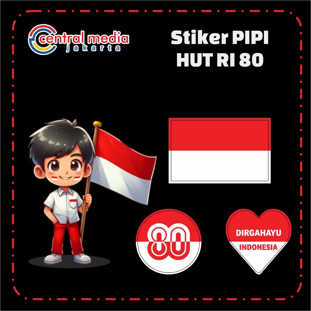 

60-82 Pcs Sticker Bendera Merah Putih Vinyl Waterproof Anti Air HUT RI 80 Stiker Pipi 17 Agustus 2025 Dirgahayu Indonesia