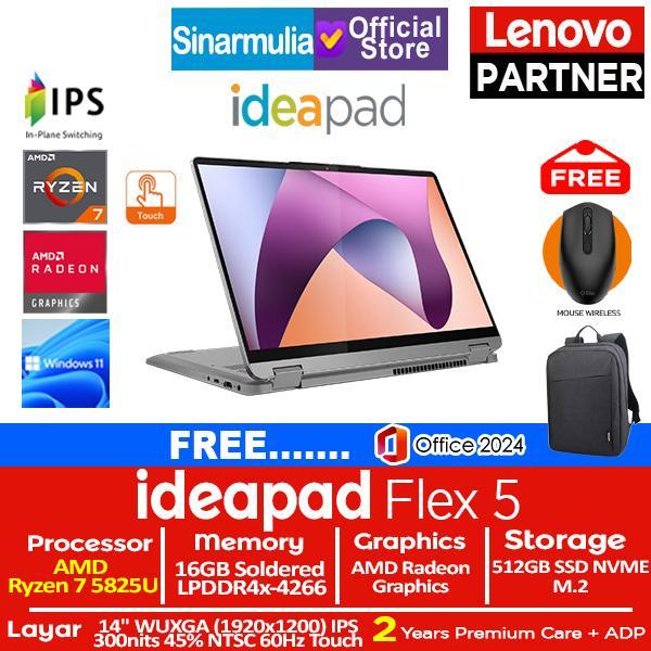 Lenovo Ideapad Flex 5 Ryzen 7 5825U 512GB SSD 16GB WUXGA IPS Touch Win11+OHS