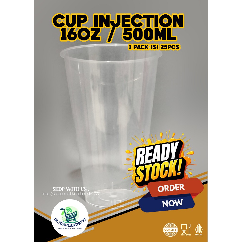 CUP INJECTION 16OZ / 500ML / TANPA TUTUP / CUP INJECTION SAJA