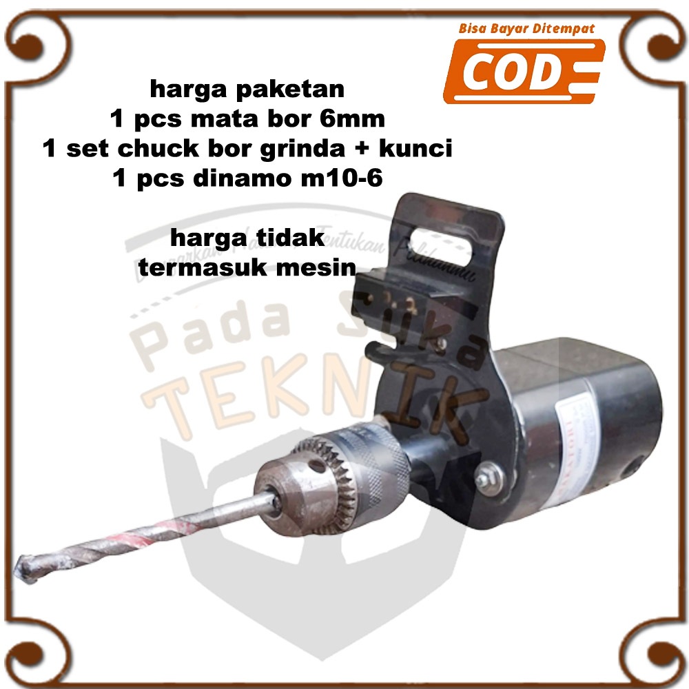 Kepala Bor chuck Drill untuk Dinamo Mesin Jahit / Sewing Machine as 6 mm Chuck Drat Mandrel