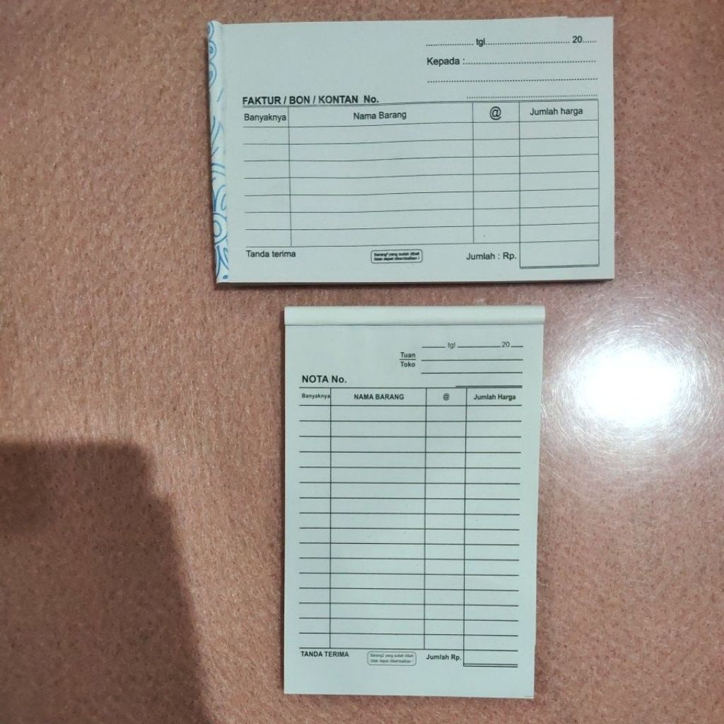 Bon Faktur Rangkap 1 tegak dan tidur