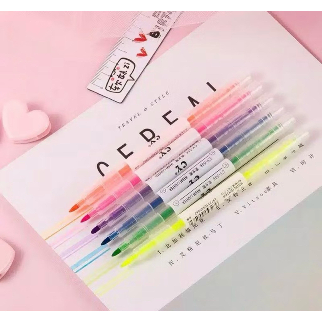 

1pcs Highlighter Warna 2 sisi/ Highlighter warna warni