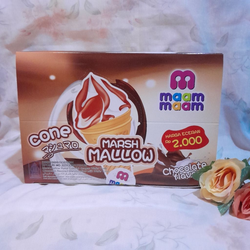 

MARSHMALLOW CONE COKLAT / ES KRIM CONE COKLAT / 1 BOX ISI 12 PCS / MAAM MAAM