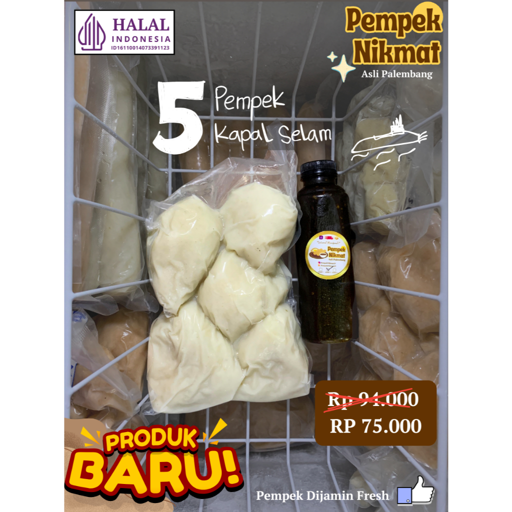 

5 Kapal Selam + cuko 300 ml - Asli Palembang [Pempek NikMat]