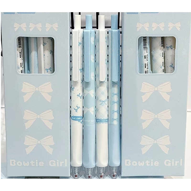 

4Pcs Pulpen Gel Retractable Aesthetic Gel Pena Tinta Hitam Pen Biru Luch Stationery Alat Tulis