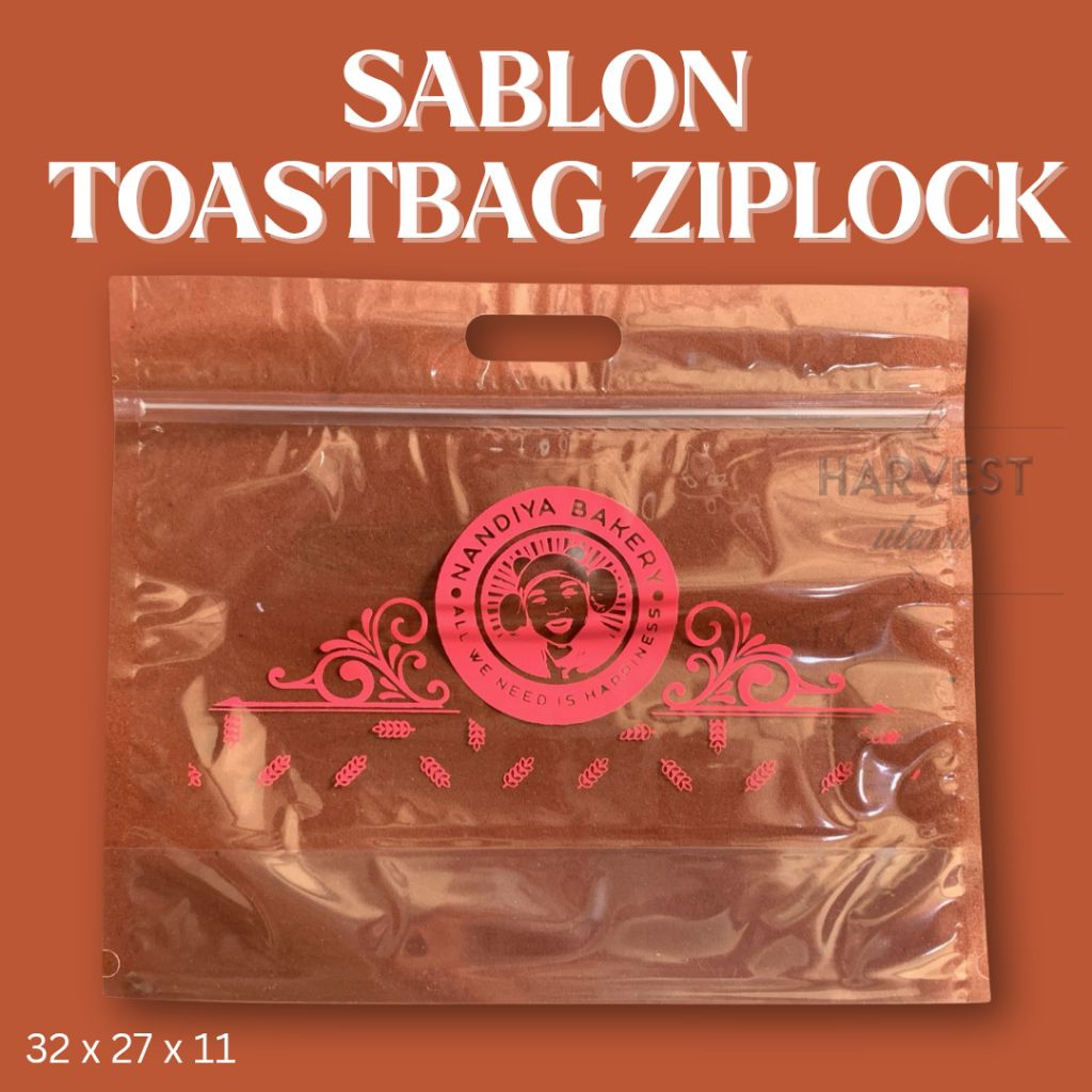 Sablon Plastik Ziplock Pouch Transparan Roti Tawar Gandum Toast Bag Loaf Bakery Packaging