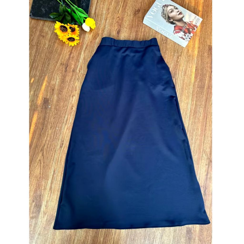 ROK KERJA LINE A SCUBA PREMIUM WARNA NAVY/ROK PANJANG BAWAHAN WANITA