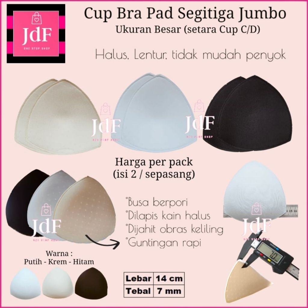 JdF Shop - Cup Bra Pad Segitiga Ukuran Besar Berpori Big Cup Jumbo Busa Bra