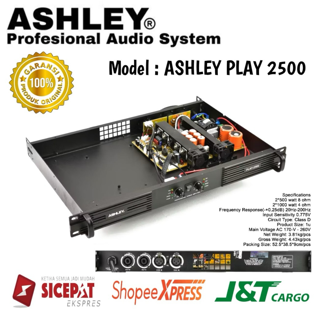 Power Amplifier Ashley Play2500 Original Power Amplifier Ashley 2 Channel Class D
