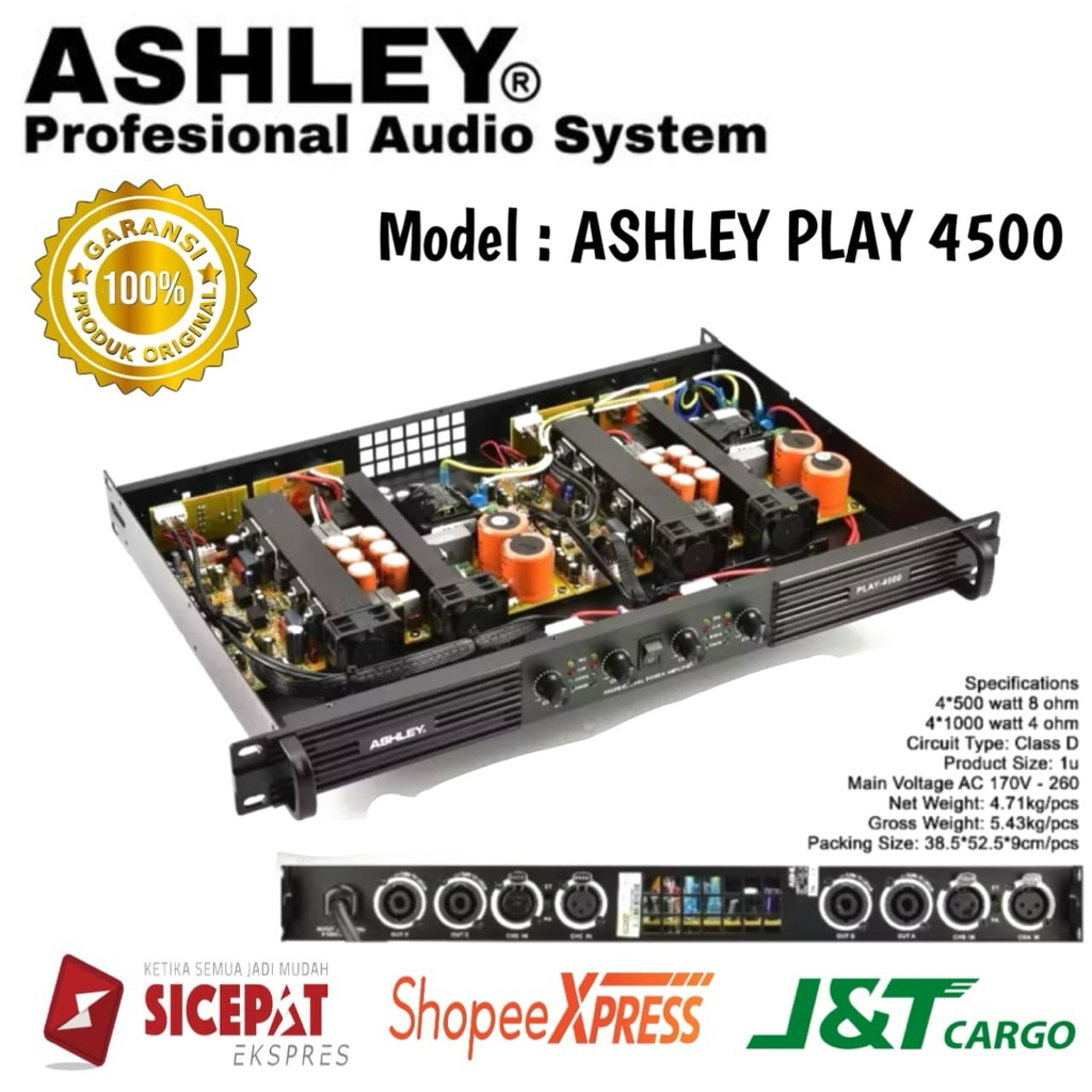 Power Amplifier Ashley Play4500 Original Power Amplifier Ashley 2 Channel Class D