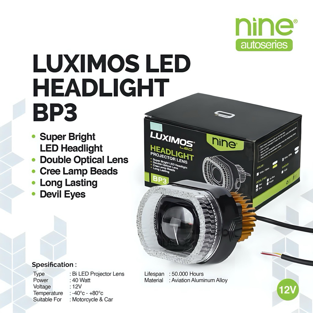 PROJI BILED RGB BP3 KRISTAL MATRIX 3INCH DEVIL SHOURD RGB NINE LUXIMOS BP3 40 WATT