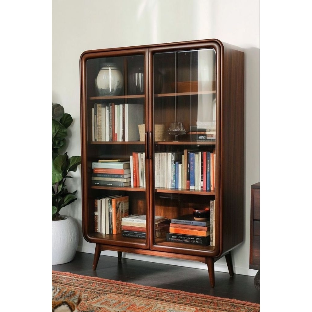 LEMARI BUKU RETRO KAYU JATI / LEMARI PAJANGAN KLASIK KAYU JATI / LEMARI HIAS VINTAGE KAYU JATI