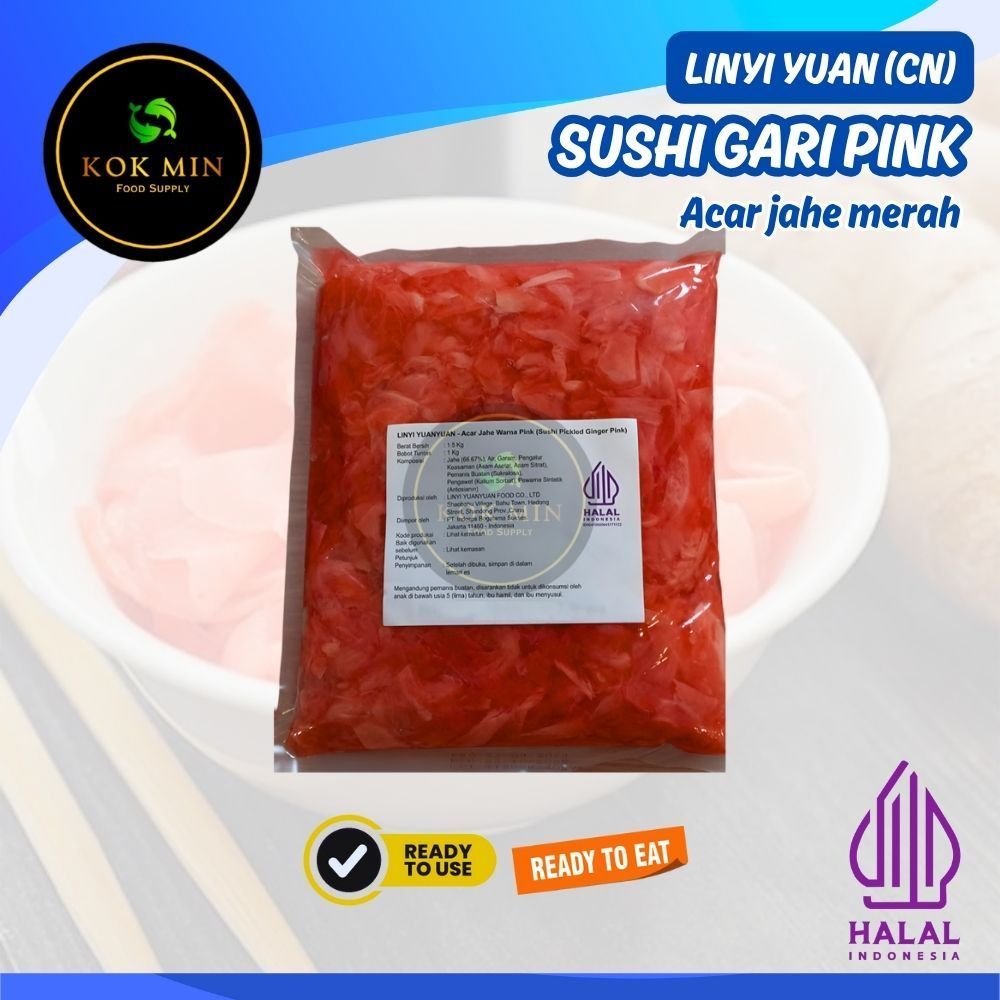 

Sushi Gari Pink Halal / Acar Jahe Merah / Pickled Red Ginger - 1500 gram