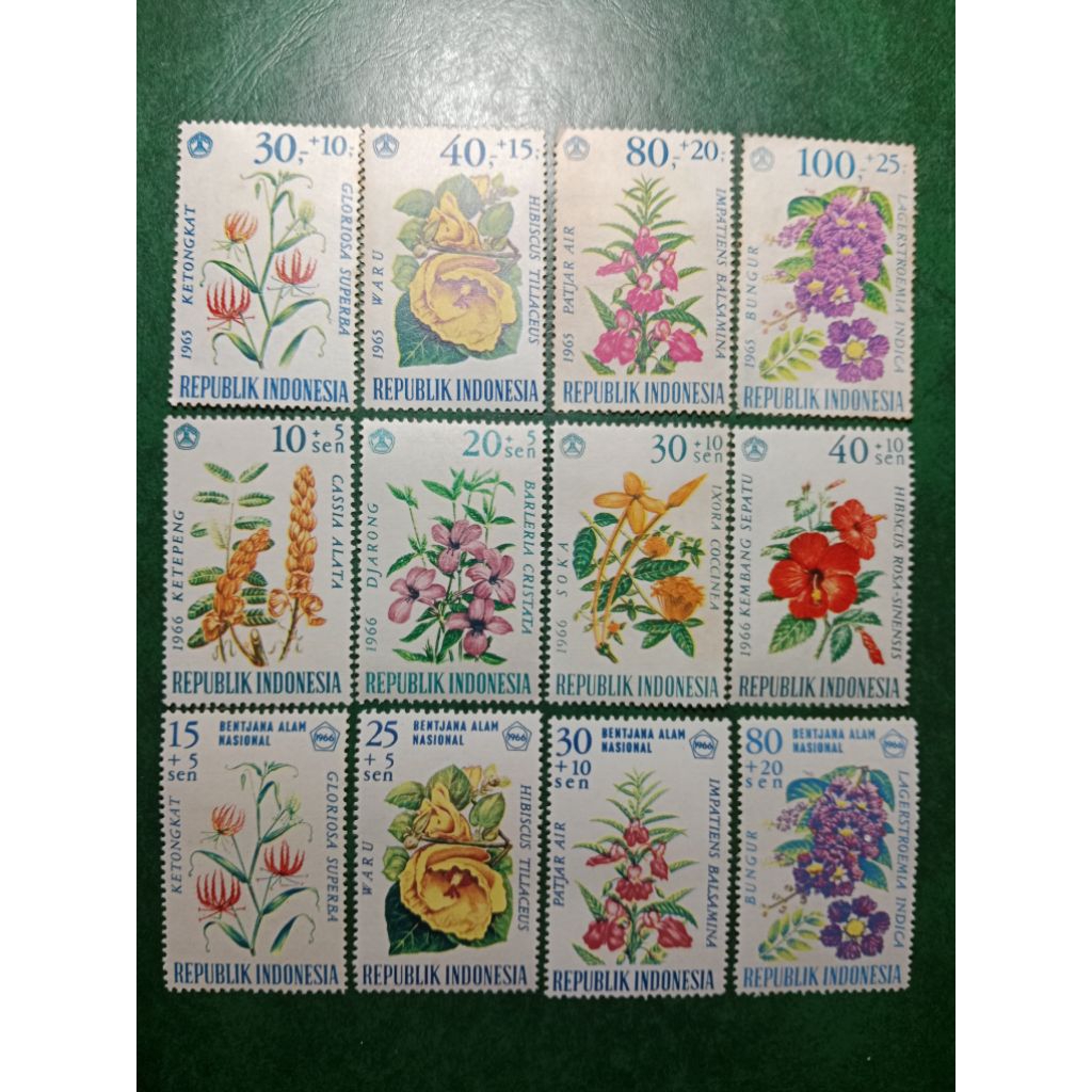 

Prangko Indonesia 12 Pcs Bunga Seri 1-2-3 Tahun 1965/1966 UN USED