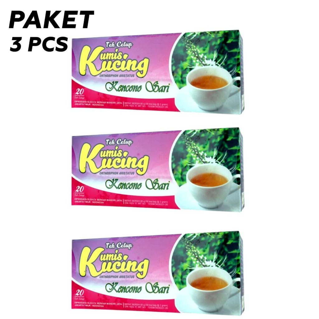 

3 PCS Teh Kumis Kucing Kencono Sari herbal organik 100% ASLI