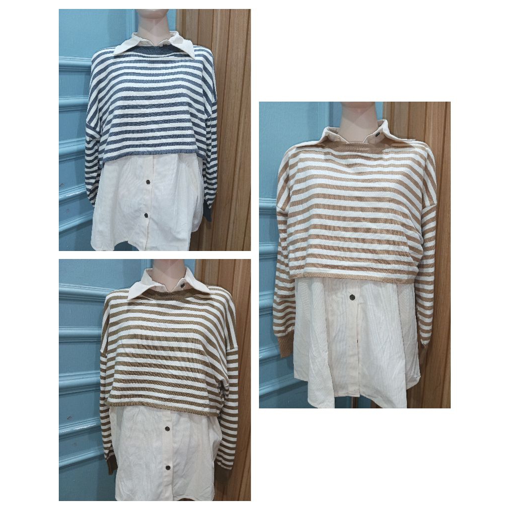 One set corduroy mix rajut | atasan fashion wanita