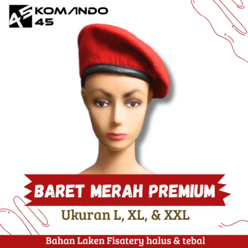 Topi Baret Merah Premium, Baret Merah Laken, Baret Ormas, Baret Laken Halus