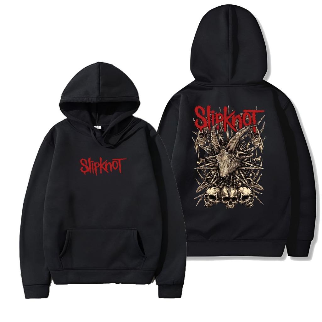 VINSMOKEY TEES Jacket Hoodie Kupluk Slipknot Kambing | Jacket Cotton Fleece Hitam