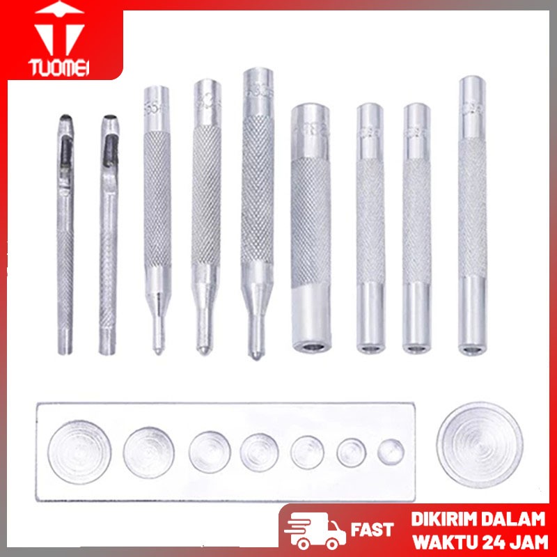 

11Pcs Set Alat Pasang Kancing Snap besi Alat Ukir / Untuk Kerajinan Tangan/Pembolong Dan Matras Alas Getok Ketok Manual Snap Button /Alat Kerajinan Kulit /DIY Leather Craft