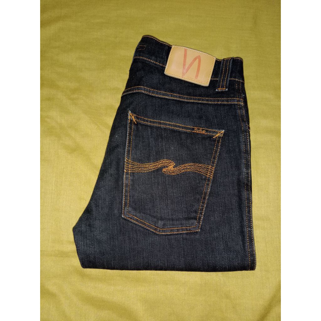 nudie jeans co dry black twill denim original Italy short jeans denim celana pendek levis