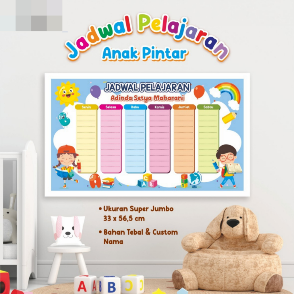 

POSTER JADWAL PELAJARAN ANAK - JADWAL PELAJARAN CUSTOM AESTHETIC BAHAN TEBAL