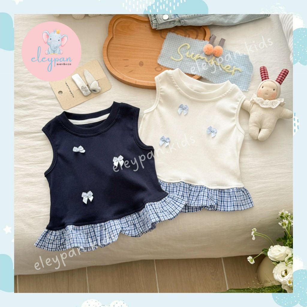 Baju Outfit Anak Perempuan 2-7 Tahun Atasan Kaos Tanpa Lengan OOTD Fashion Anak Cewek