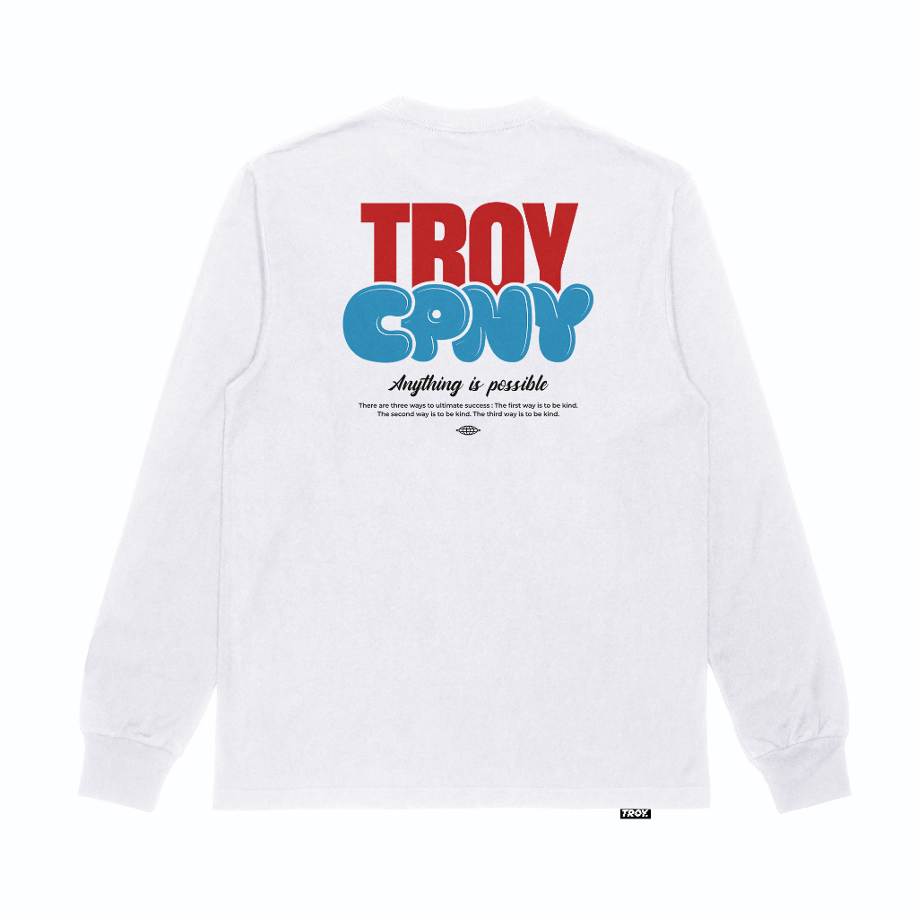 Troy Company Longsleeve Tshirt White Kined - Kaos Putih Lengan Panjang LS 3216