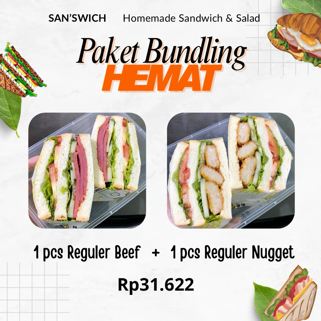 

1 Pcs Reguler Beef + 1 Pcs Reguler Nugget - Paket Bundling HEMAT by San'swich
