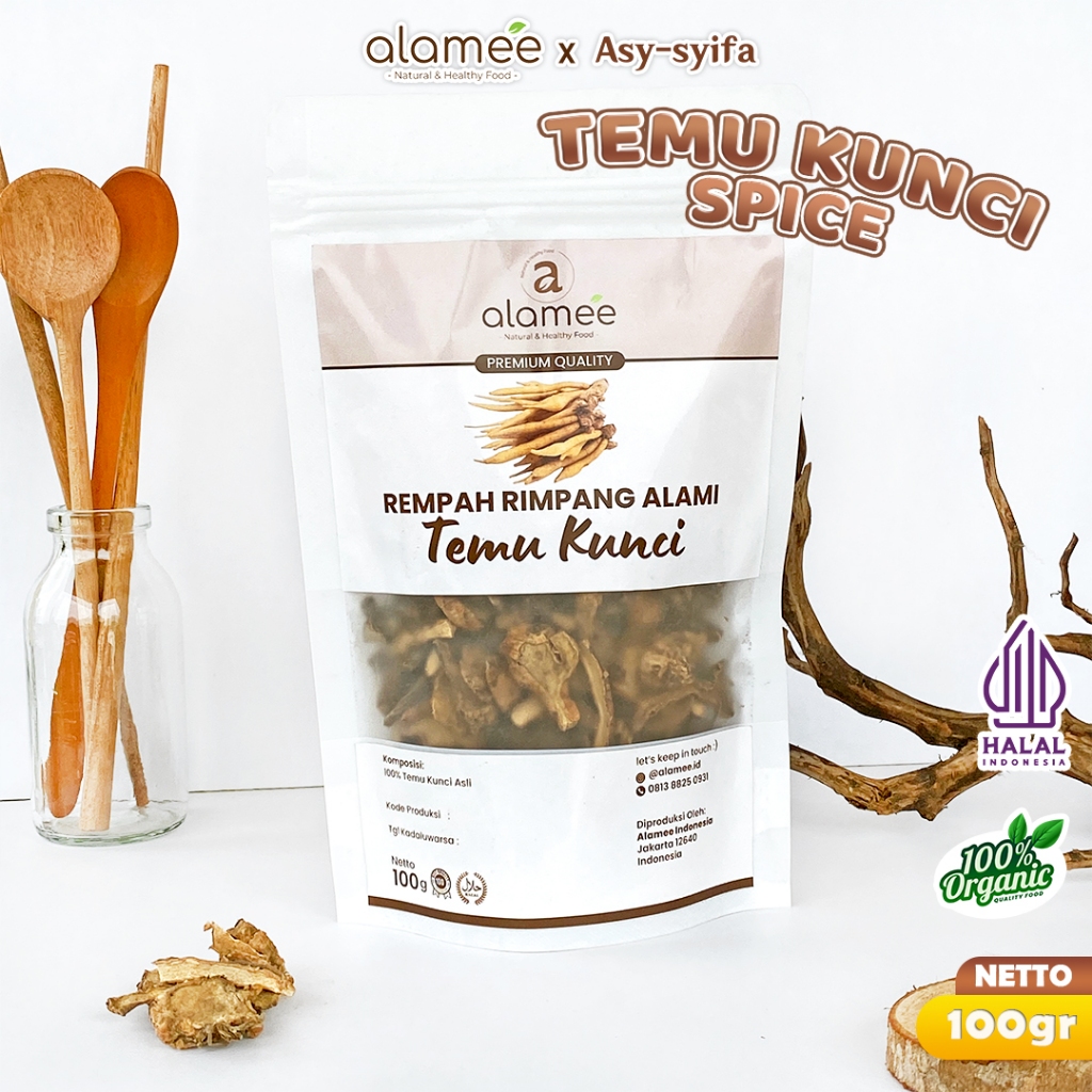 

ALAMEE Temu Kunci Kering Fingerroot Rempah Rimpang Alami Iris Bumbu Seasoning Masakan Masak 100g