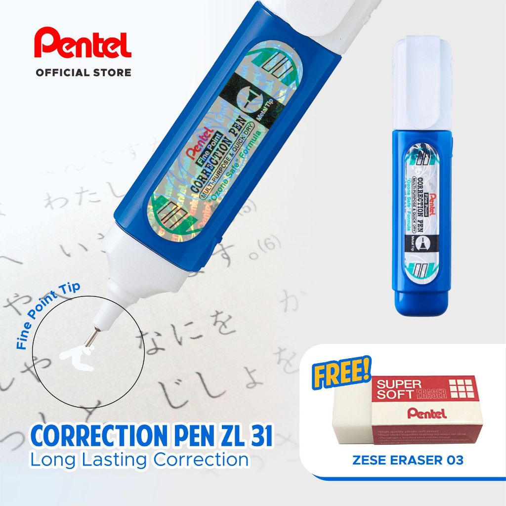 

Correction Pen ZL 31 W + Eraser 03 _ Promo Set Ori Japan