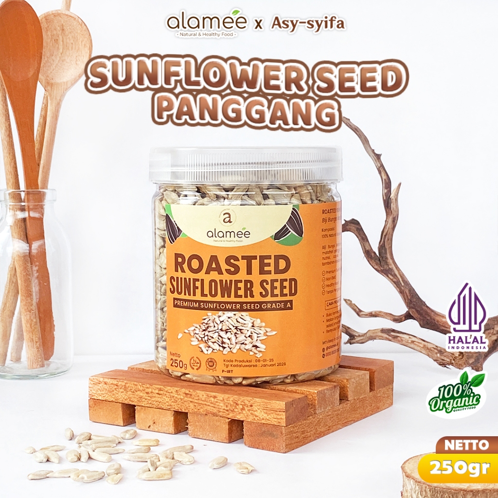 

ALAMEE Roasted Sunflower Seed Biji Bunga Matahari Kupas Oven Biji Kuaci Panggang PREMIUM 250gr
