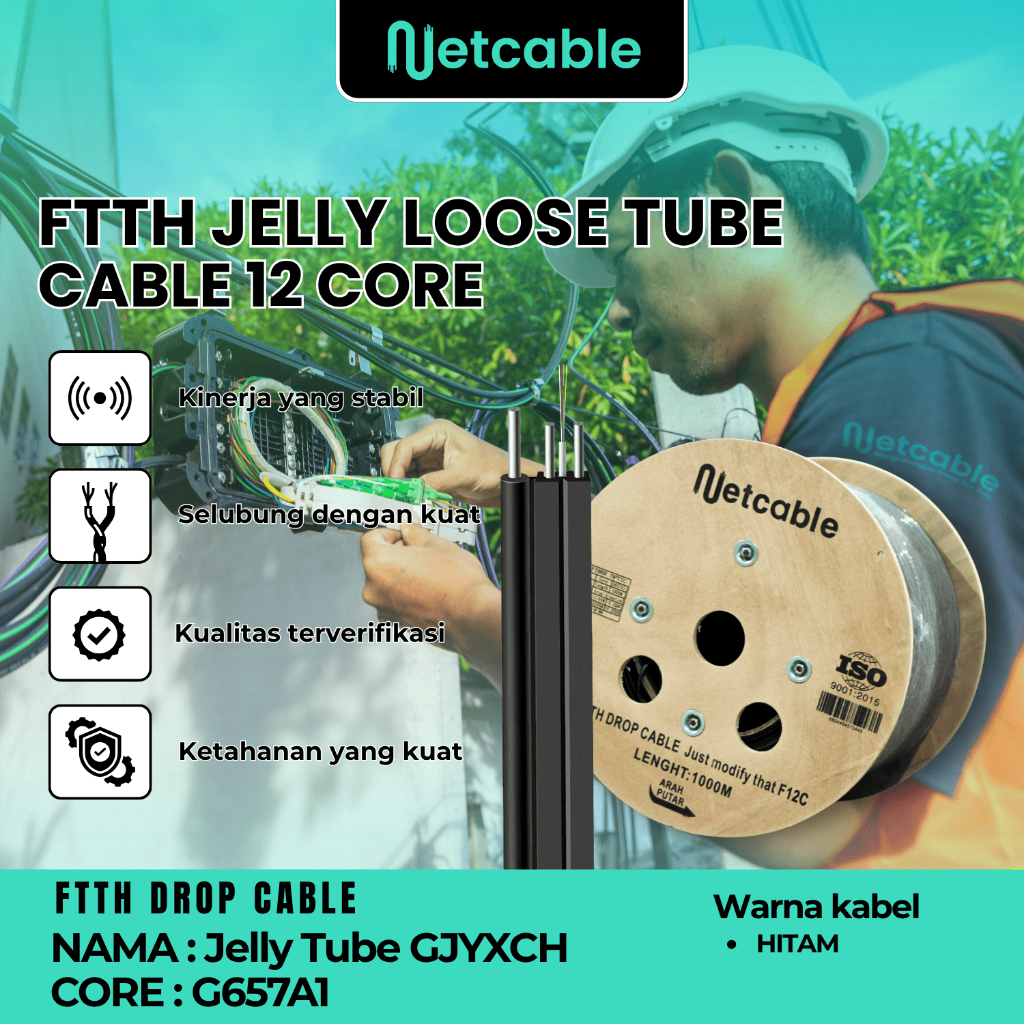 NETCABLE Kabel Fiber Optik Jelly Tube 12 Core 8 Core 6 Core 4 Core 2 Core 3 Seling 1KM