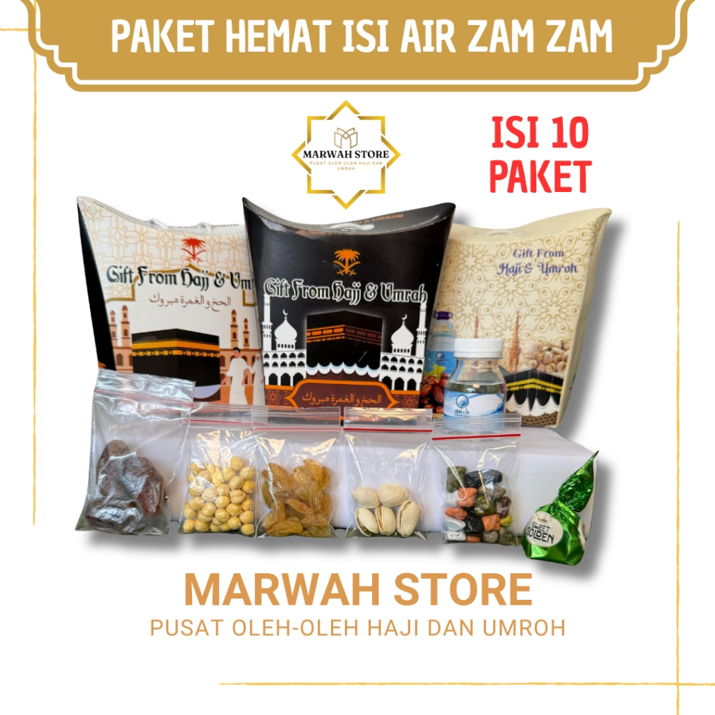 

Paket Oleh-oleh Haji dan Umroh Paket Hemat isi 10 Lengkap Air Zamzam