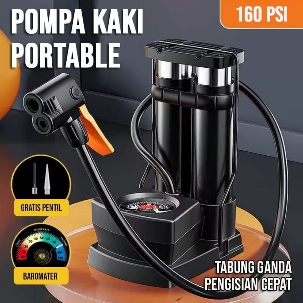 ( FOOT PUMP ) Pompa Angin Ban Mini Foot Pump Portable High Pressure Pompa