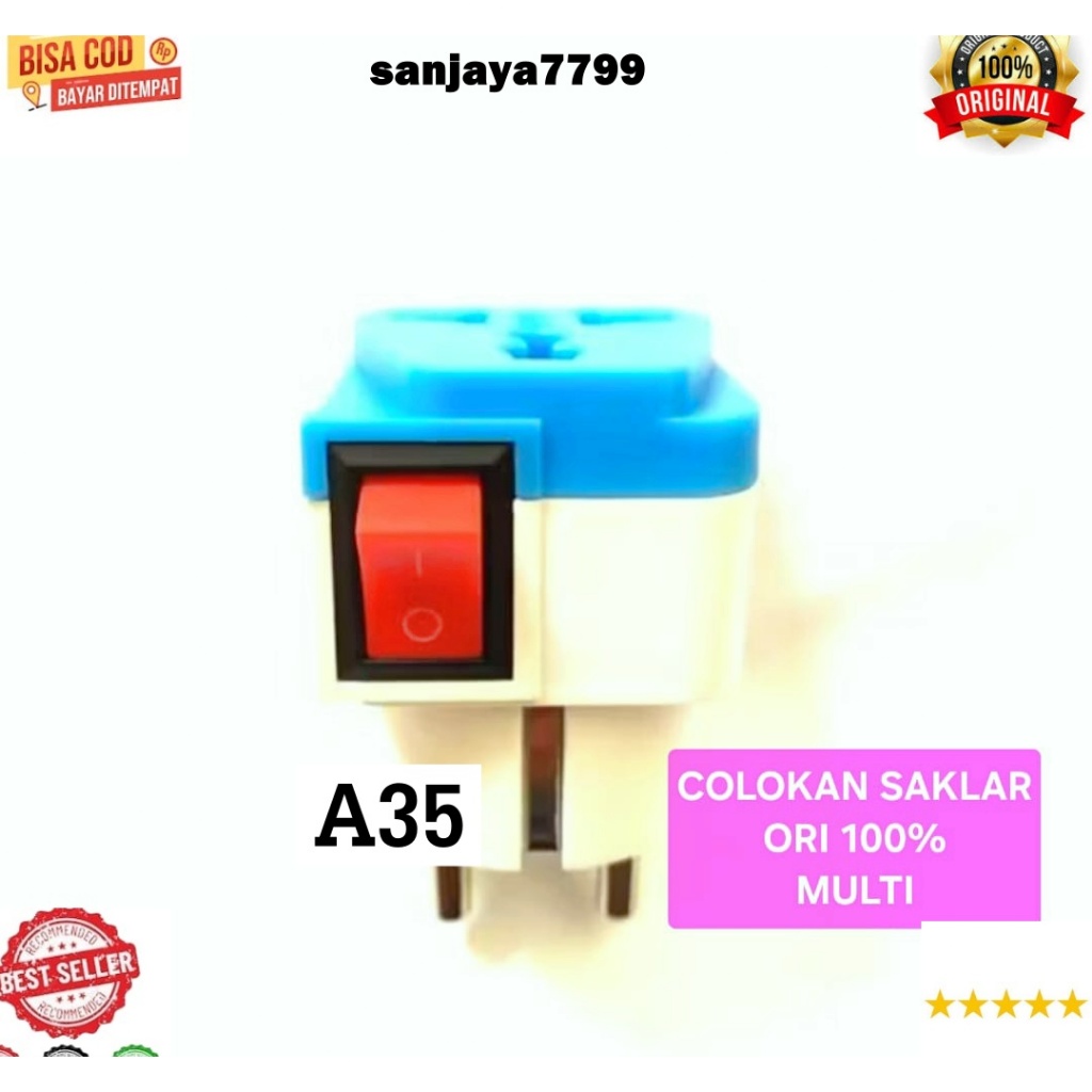 A35 KEAPALA COLOKAN SAKLAR ORI 100% KEPALA COLOK LISTRIK SETRUM KABEL SAMBUNGAN MULTI OVER STEKER ON