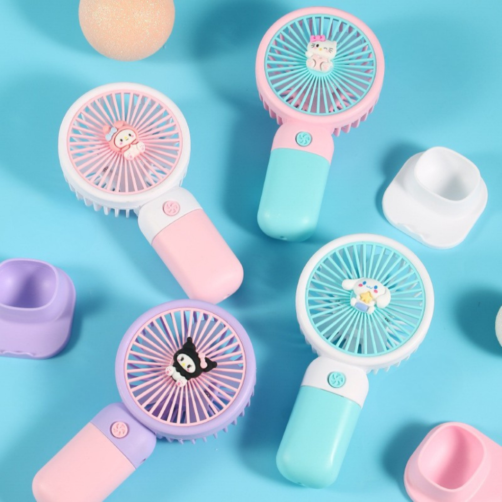 Kipas Angin Mini Kipas Angin Genggam Karakter Lucu  Kipas Genggam Portable USB Fan Stand Murah