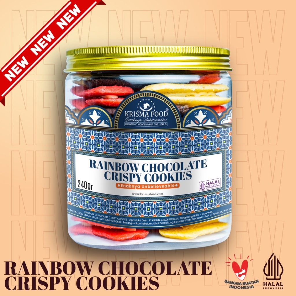 

RAINBOW CHOCOLATE CRISPY COOKIES || 240GR || NEW KRISMA FOOD COOKIES