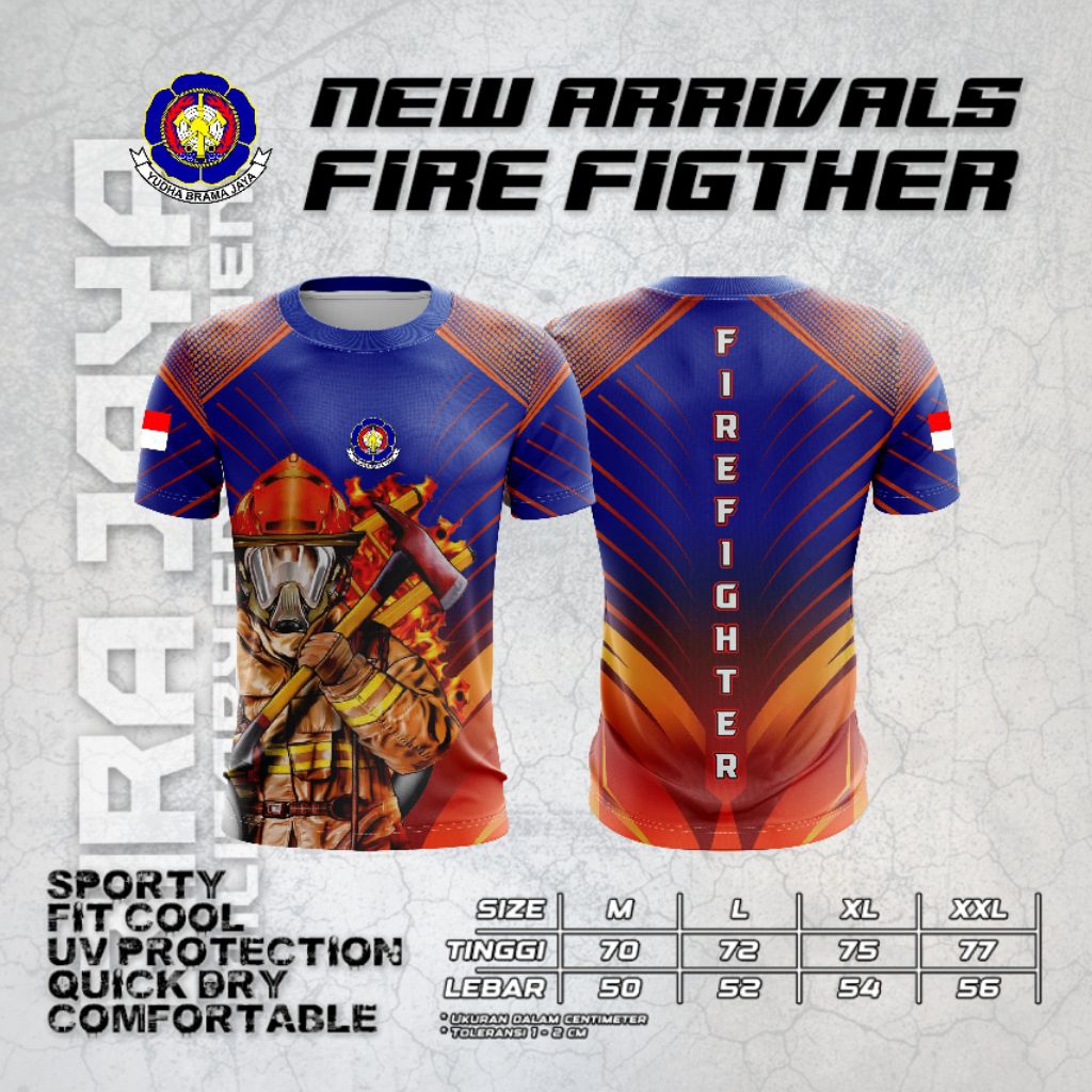 KAOS FIRE FIGHTER /JERSEY FIRE FIGHTER FULLPRINTING/KAOS DAMKAR BAHAN DRYFIT PREMIUM TERBARU