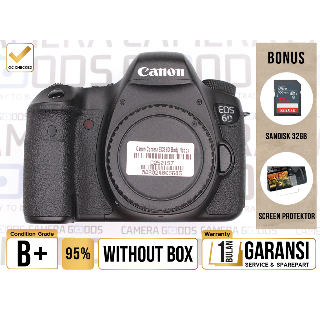 Kamera Canon EOS 6D 6 D WIFI DSLR FullFrame Camera Body Only Used Second Mulus - Grade B+ - C250157