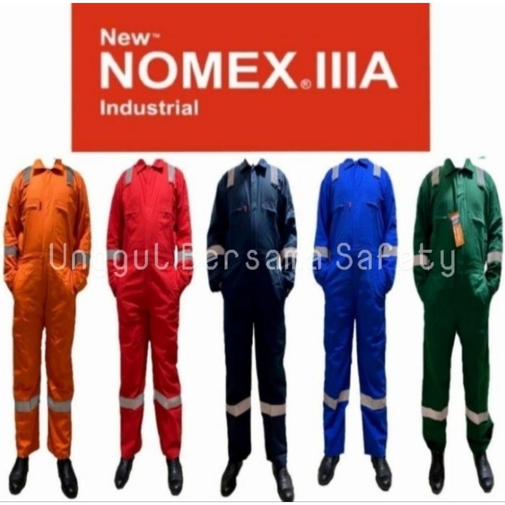 Wearpack Safety Nomex IIIA Warna Merah / Coveral Nomex IIIA / Seragam Kerja Terusan Nomex IIIA Origi