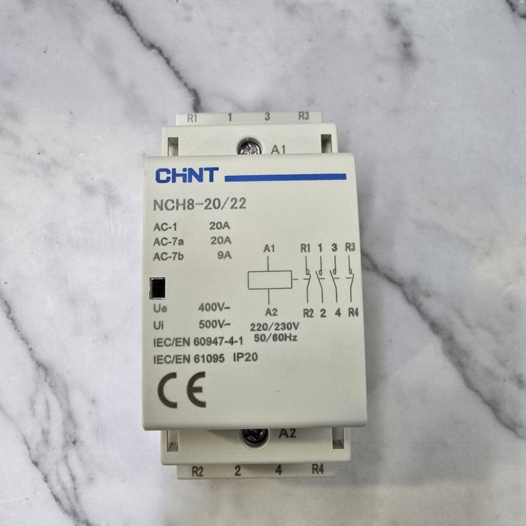 CHINT DIN KONTAKTOR CONTACTOR 1PHASE 20A 2NO 2NC NCH8-20/22 CHINT ELECTRIC