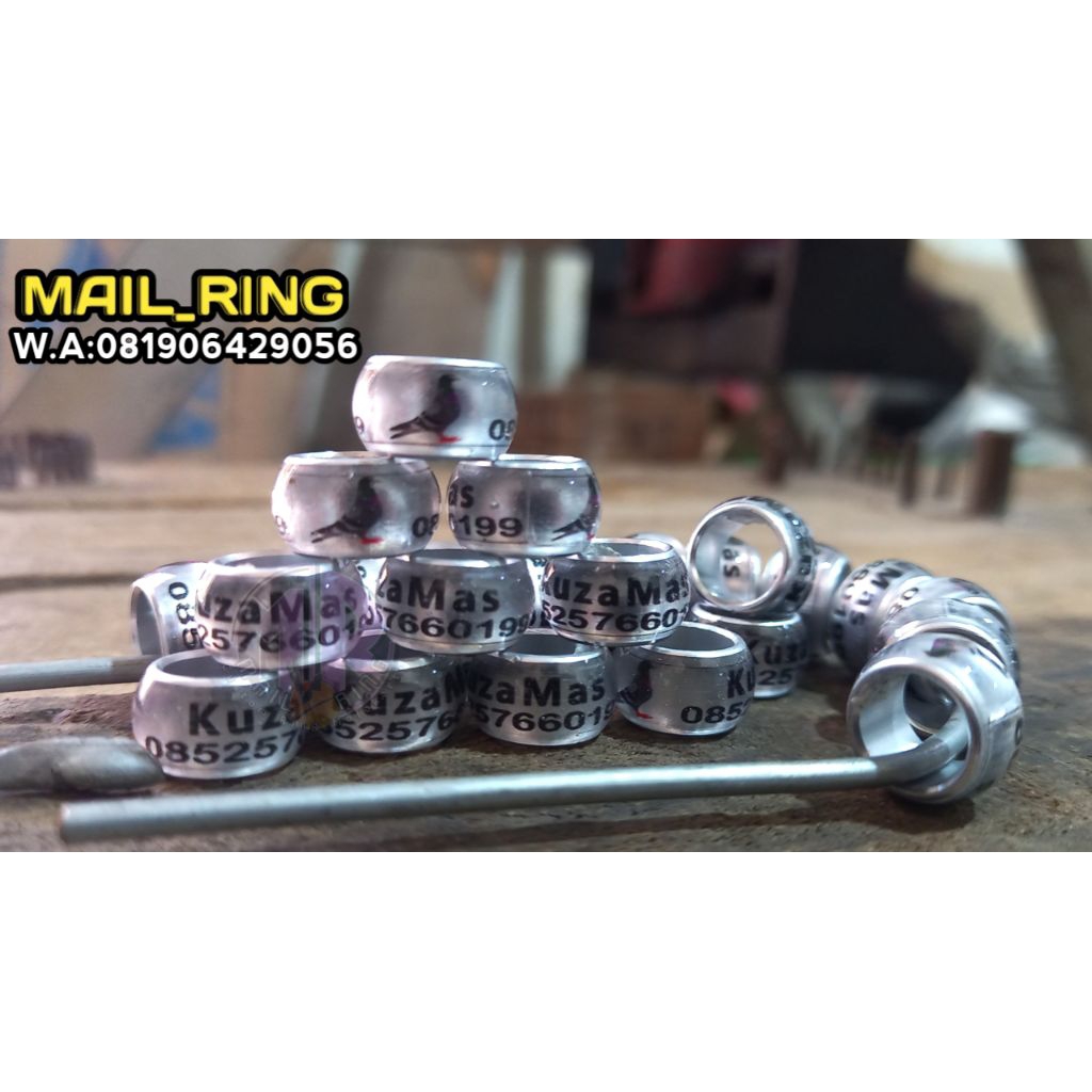 ring burung merpati,murai terbaru watna trasparan silver  bisa cetak nama anakan/dewasa harga murah 