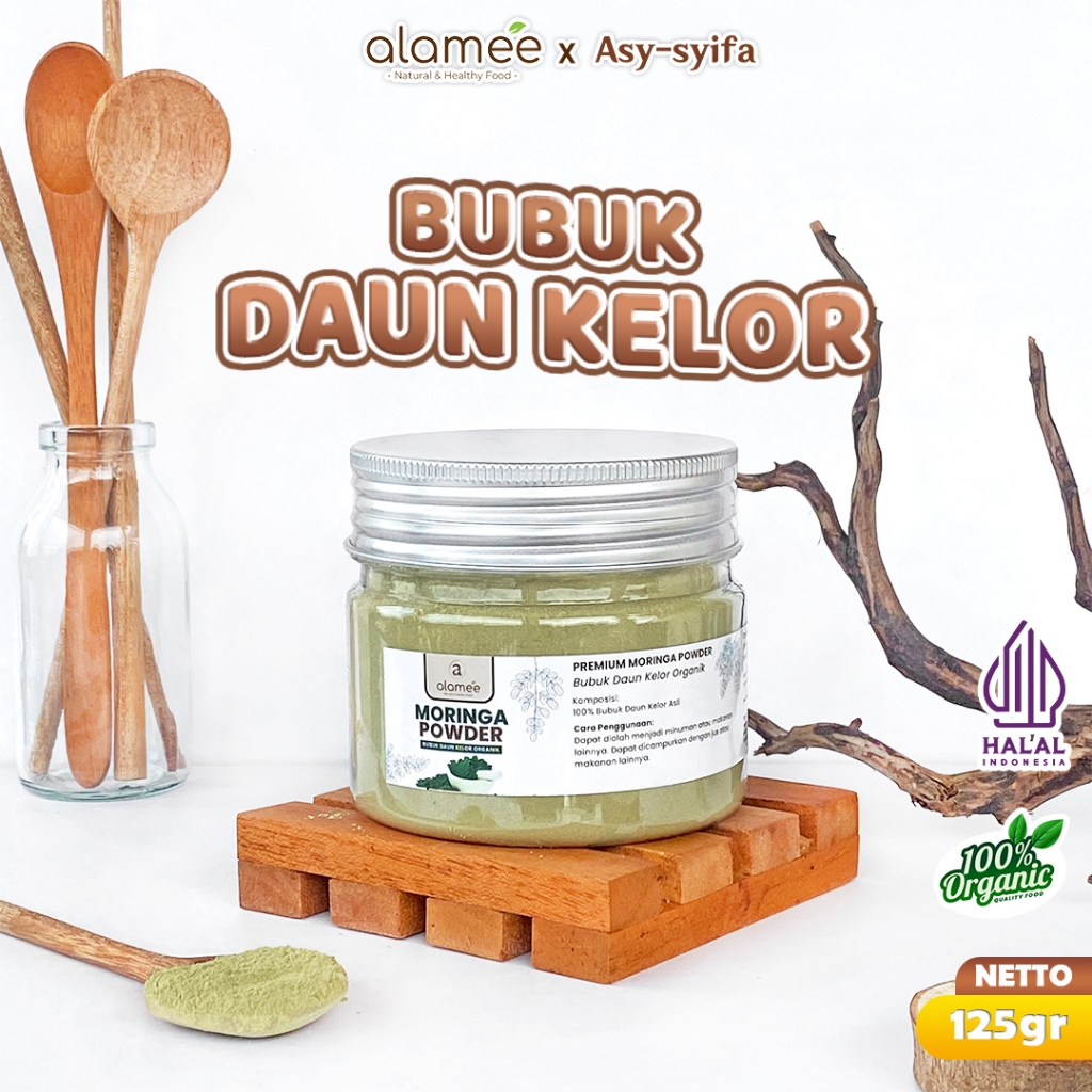 

ALAMEE Bubuk Minuman Daun Kelor Moringa Powder Serbuk Daun Kelor Herbal Tanpa Gula 125gr