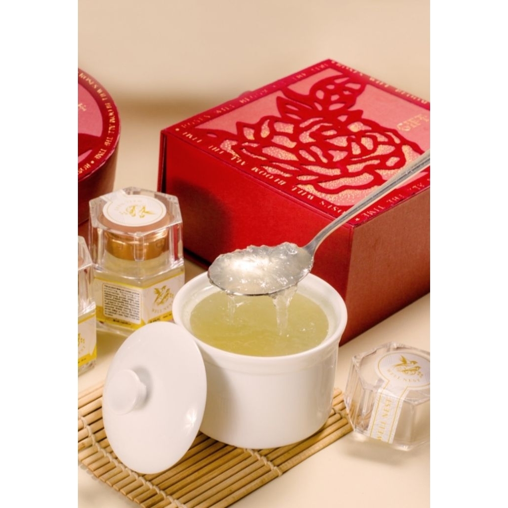 

Premium Quality Bird Nest (Sarang burung walet) HAMPERS BOX isi 5psc + FREE SPOON Ready to drink 50Ml