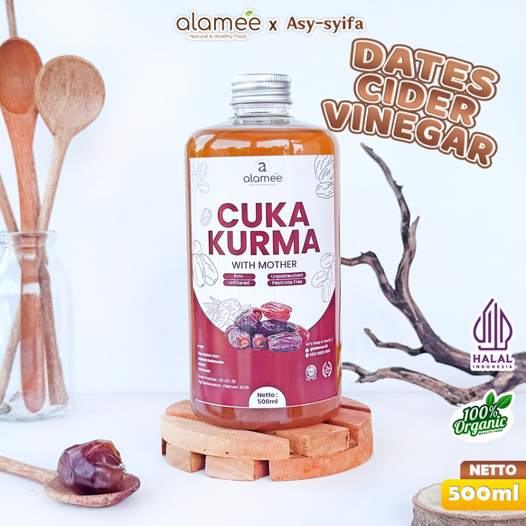 

ALAMEE Cuka Kurma With Mother Original Dates Cider Vinegar Fermentasi Probiotik Herbal 500ml