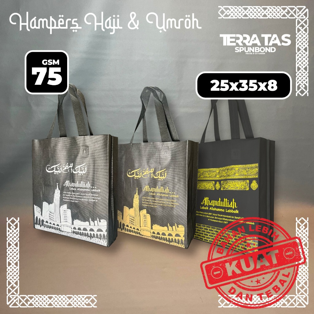 

Special Edition Haji Umroh 75 GSM 25x35x8 Hampers Goodie Bag Tas Spunbond