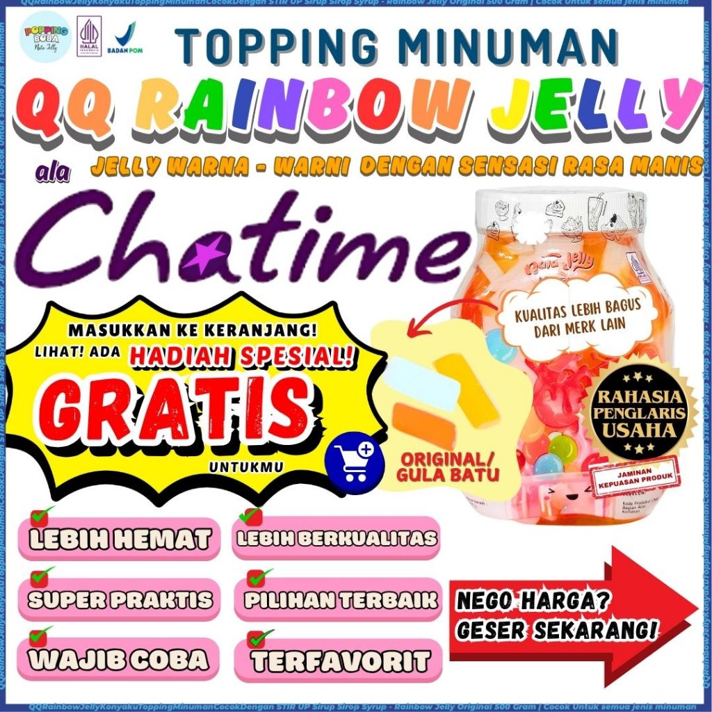 

QQRainbowJellyKonyakuToppingMinumanCocokDengan STIR UP Sirup Sirop Syrup - Rainbow Jelly Original 500 Gram | Cocok Untuk Semua Jenis Minuman