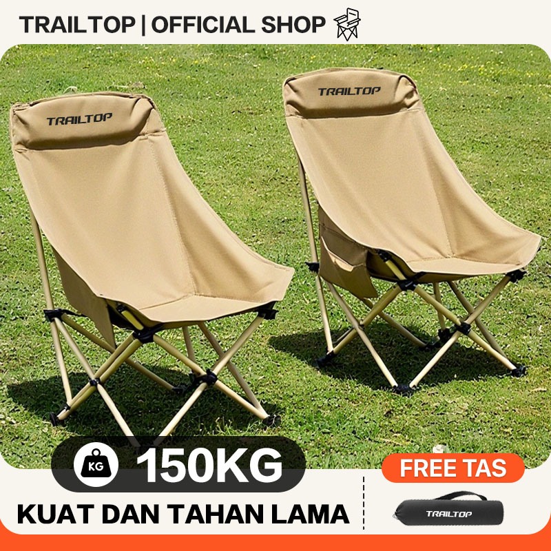 TrailTop Kursi Lipat Outdoor Sandaran Tinggi Dengan Kepala Busa Tebal Kuat/Lebar/Tebal Beban 150kg