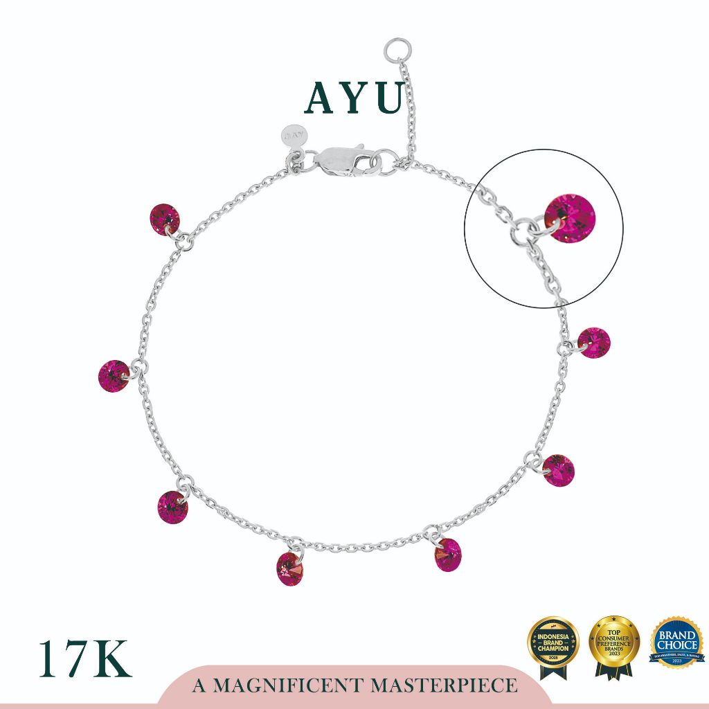 AYU Gelang Emas Korea - 8 Candy Pop Chain Bracelet 17k White Gold