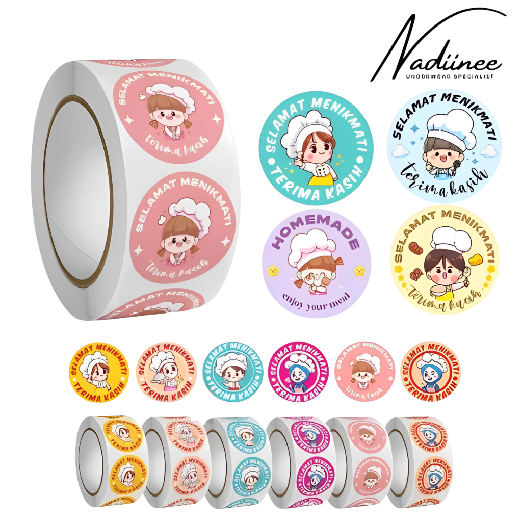 

Stiker 2.5 cm Label Roll Selamat Menikmati Isi 500 Pcs Sticker Bulat Makanan Minuman Awet Stylish
